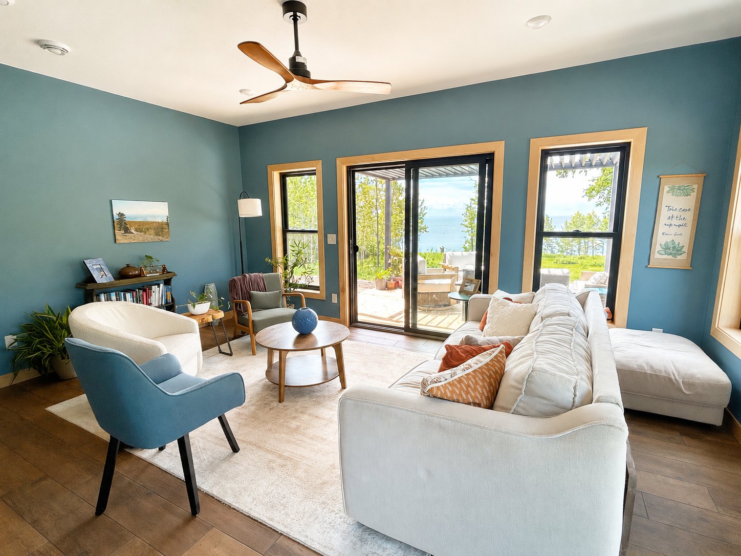 The Haven interior with Lake Superior view